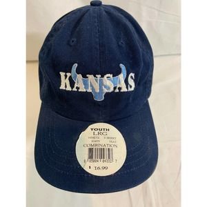 Kansas ball cap hat trucker hat baseball hat Navy Blue NTW Youth